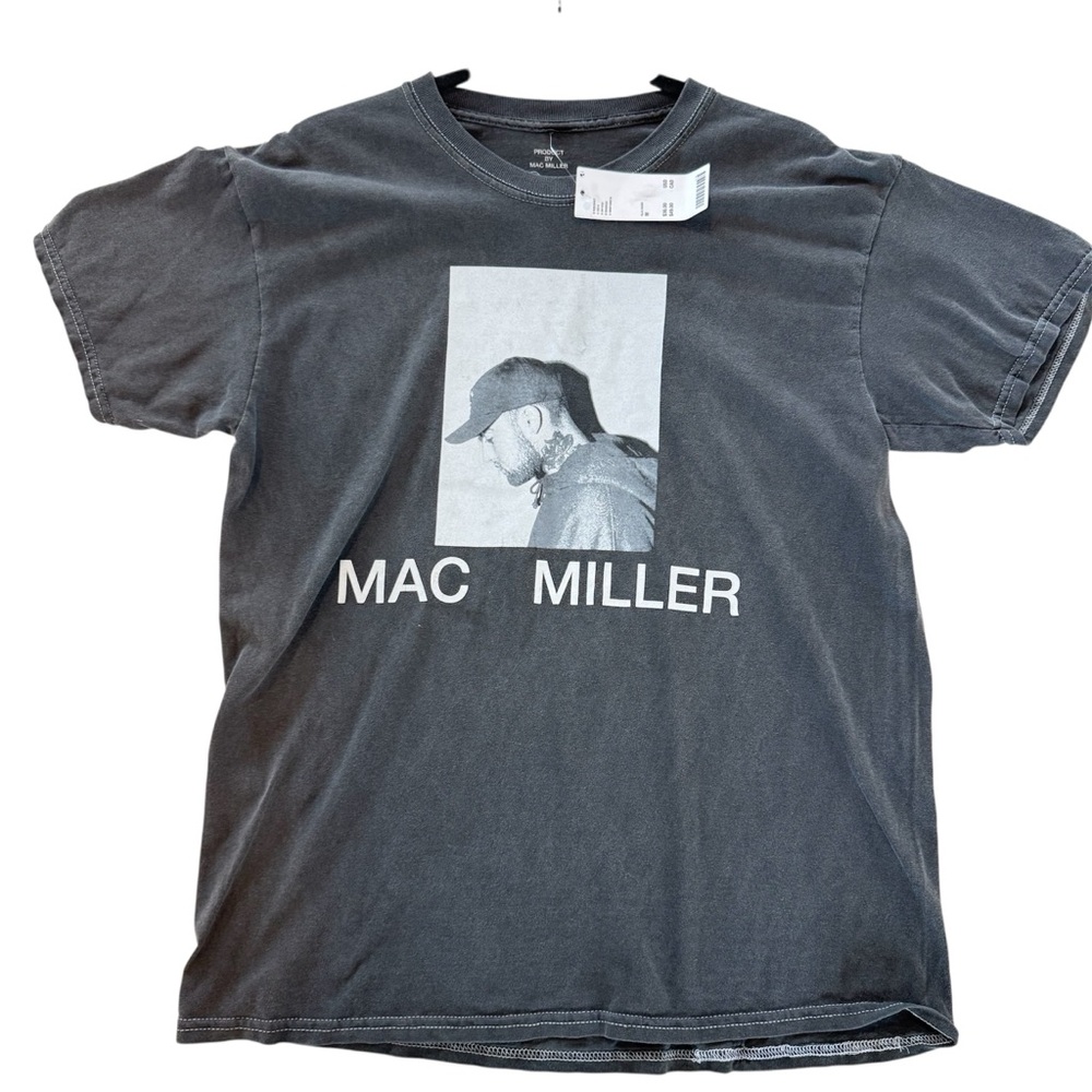 NWT Mac Miller T-Shirt Men’s M Stonewash Black Portrait Rap Tattoo Short Sleeve